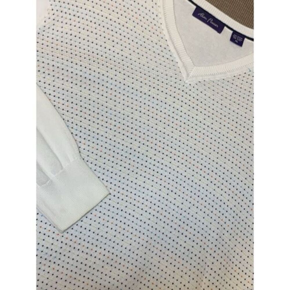 Mens XL Alan Flusser‎ White Multicolor Polka dot Pullover Sweater Vintage